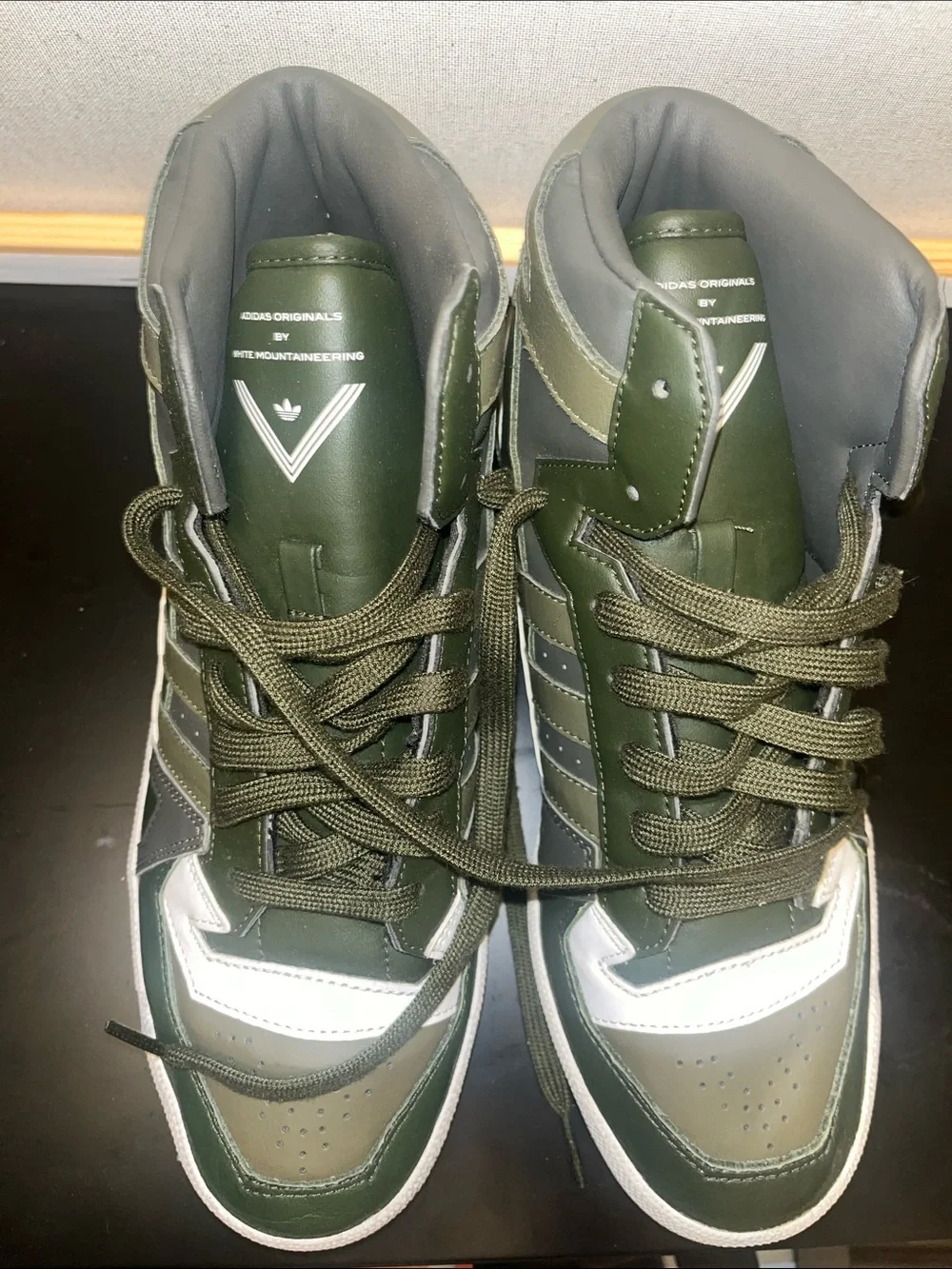 Men's High-Top Sneakers in Olive Green and White